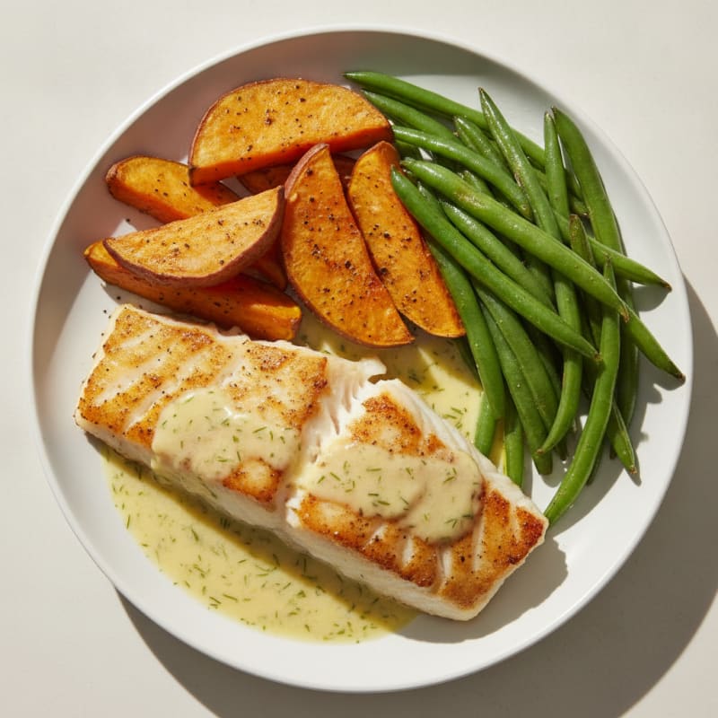 Pan-Seared Cod with Lemon-Dill Sauce