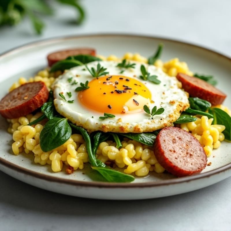 Egg White Scramble with Turkey Sausage and Spinach