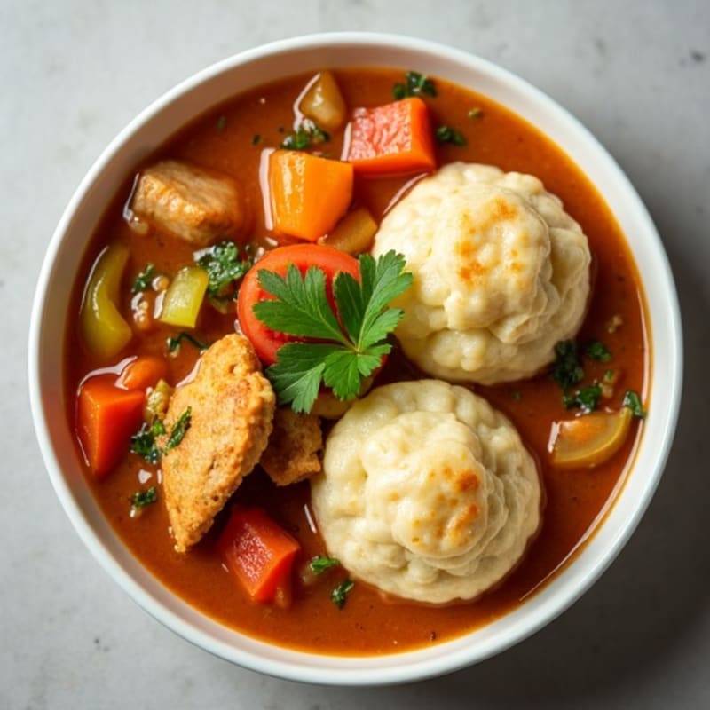 Savory Chicken and Vegetable Stew with Fluffy Herb Dumplings