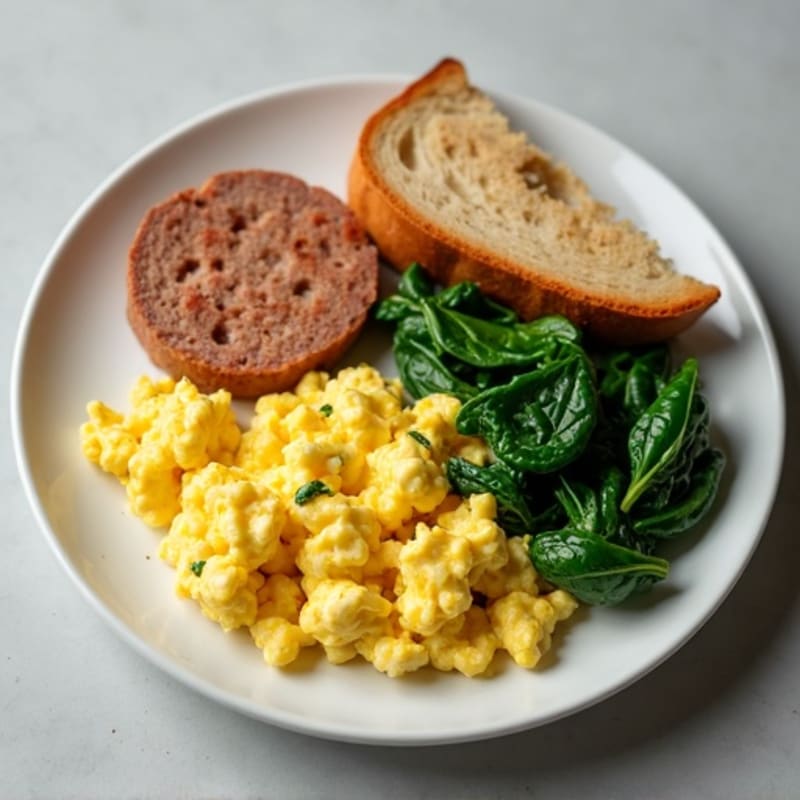 Egg White Scramble with Turkey Sausage and Spinach