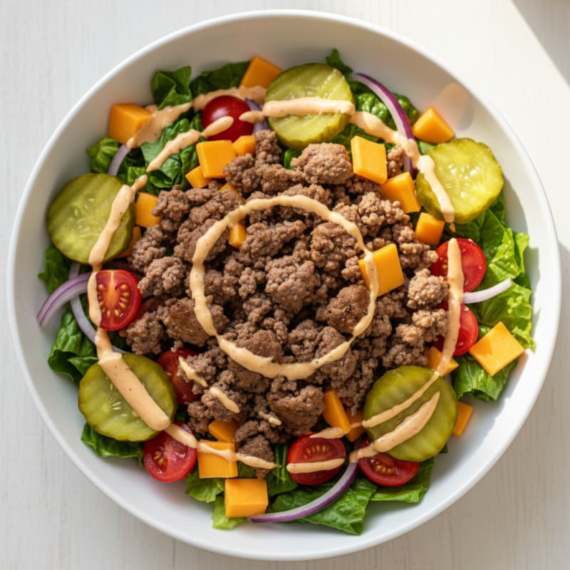 Deconstructed Cheeseburger Bowl with Special Sauce