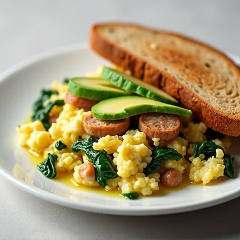 Egg White Scramble with Spinach and Turkey Sausage
