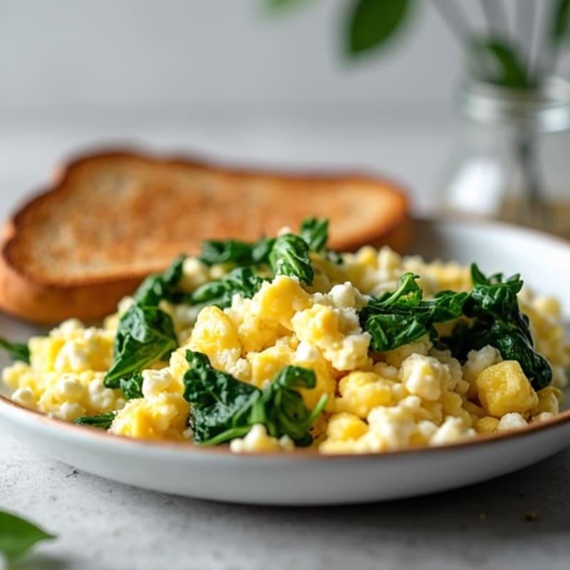 Egg White Spinach Scramble with Cottage Cheese