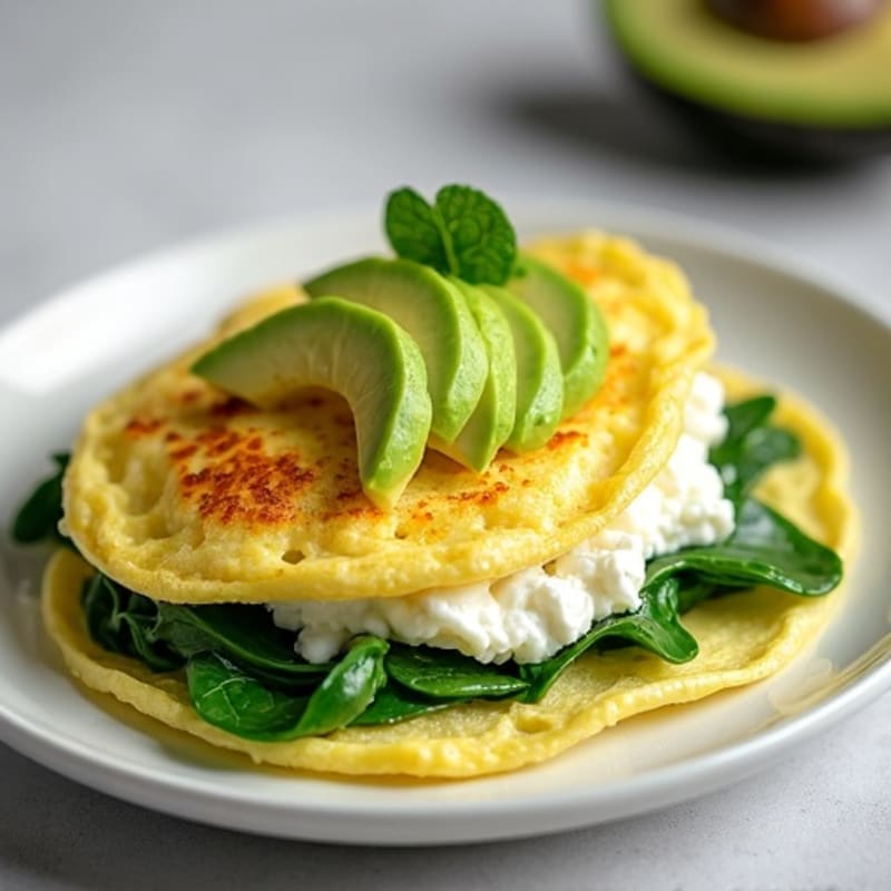 Egg White Spinach Omelette with Cottage Cheese