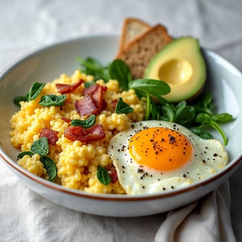Egg White Scramble with Spinach and Turkey Bacon