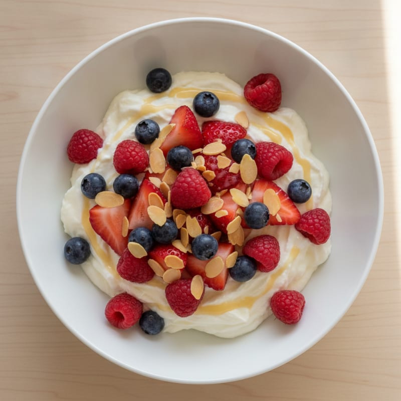 Silky Vanilla Protein Yogurt with Mixed Berries