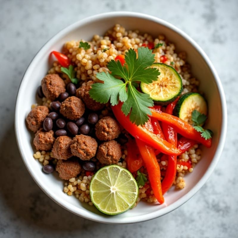Spicy Chorizo Quinoa Bowl with Fire-Roasted Vegetables