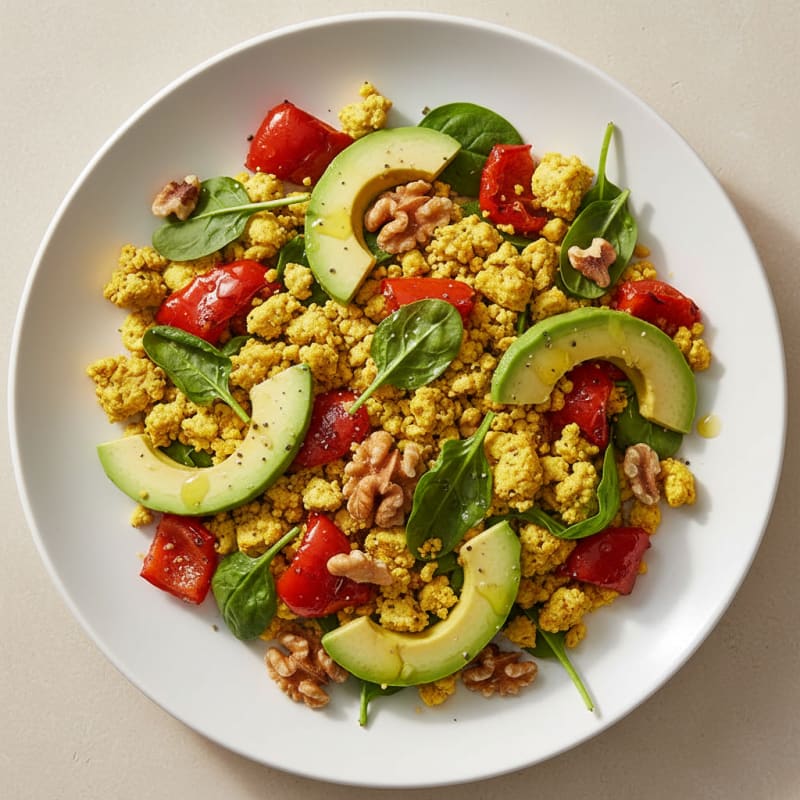 No-Cook Tofu Scramble with Roasted Vegetables