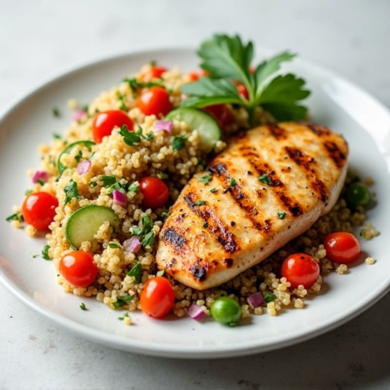 Grilled Chicken Breast with Crunchy Quinoa Salad