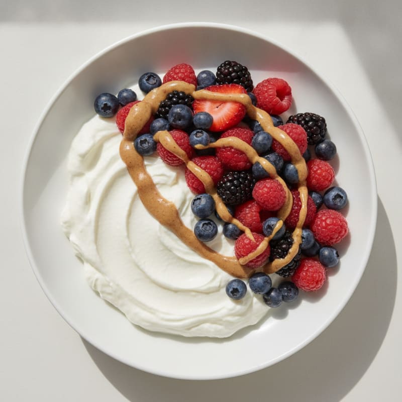 Greek Yogurt Protein Bowl with Mixed Berries and Almond Butter