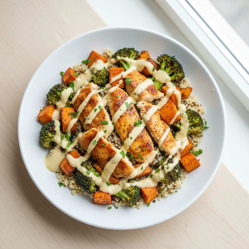 Roasted Vegetable Buddha Bowl with Tahini