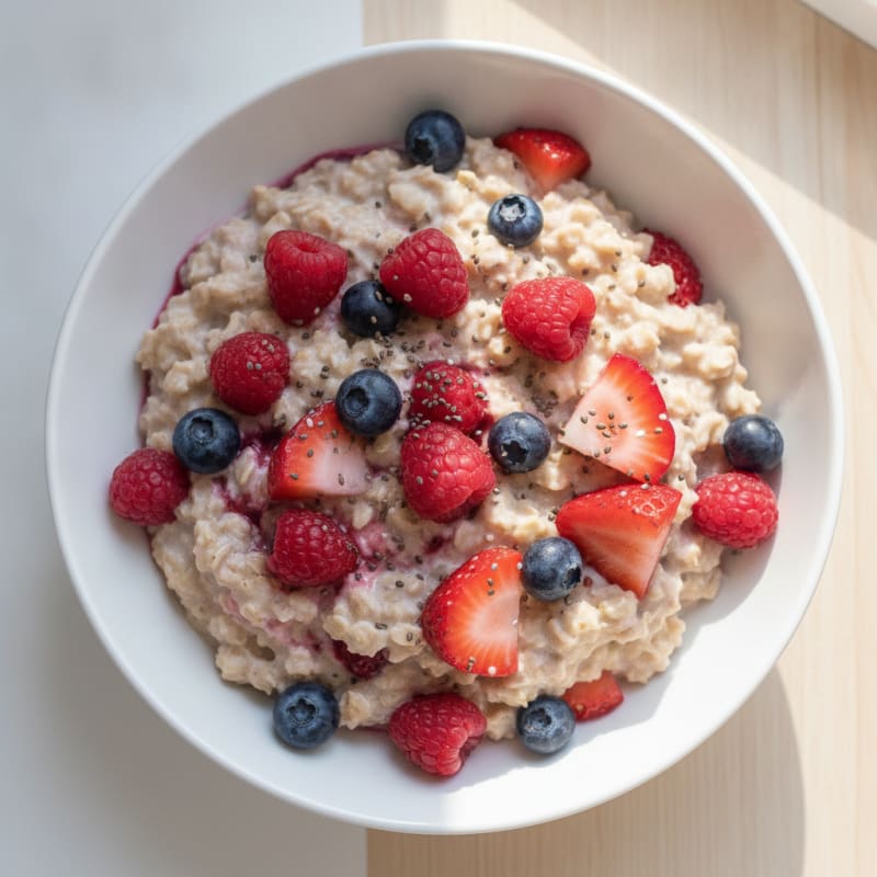 High-Protein Overnight Oats with Greek Yogurt and Berries