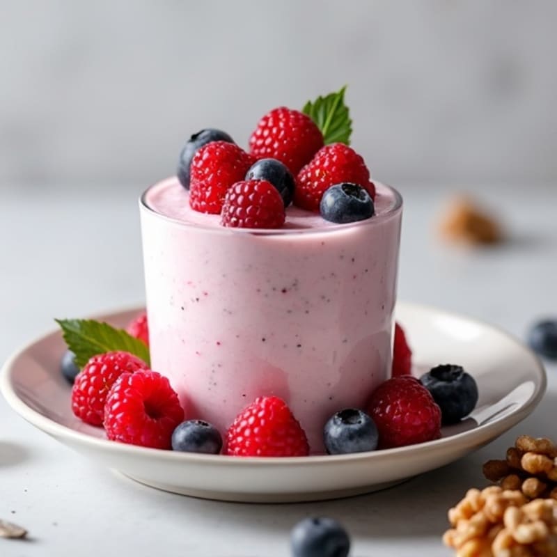 Greek Yogurt Protein Mousse with Mixed Berries