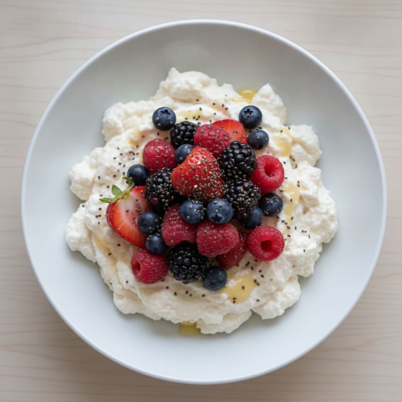 Greek Yogurt Protein Mousse with Mixed Berries