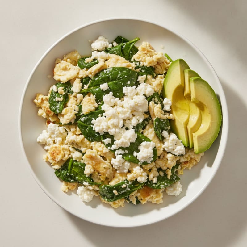 Egg White and Spinach Scramble with Cottage Cheese