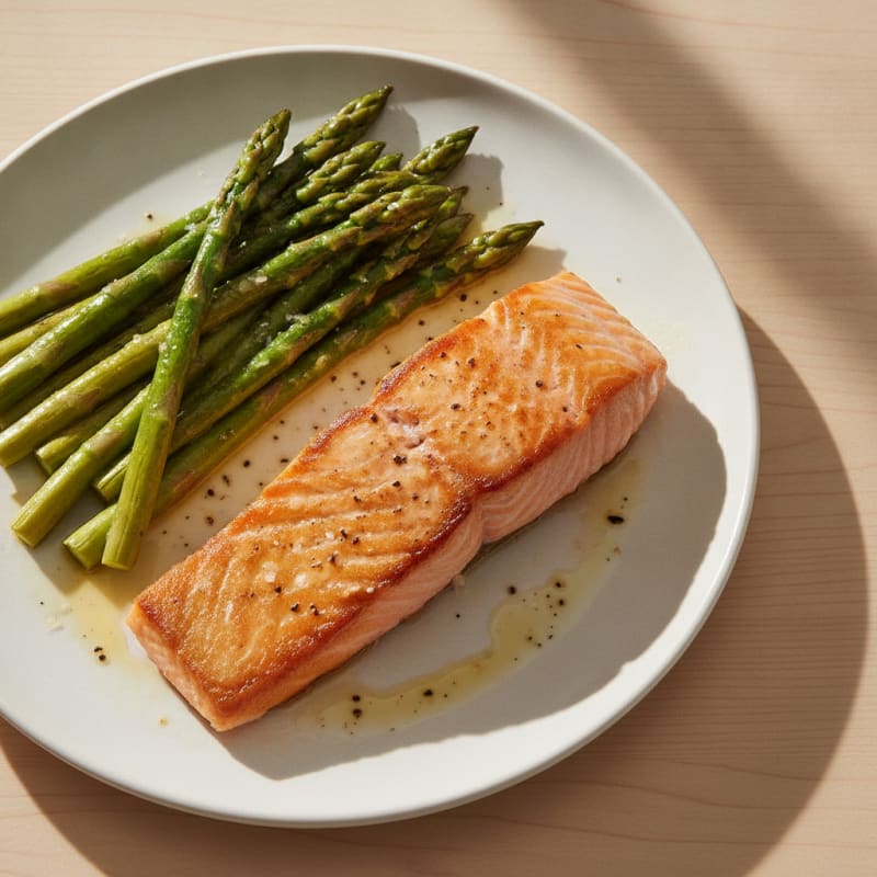 Pan-Seared Salmon with Roasted Asparagus