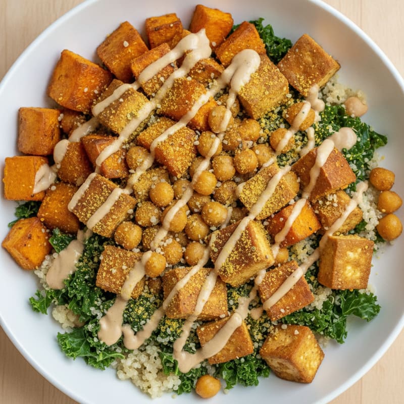 Roasted Sweet Potato and Chickpea Buddha Bowl