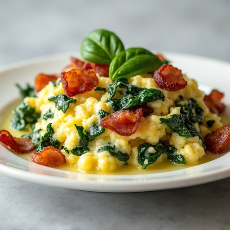 Egg White Spinach Scramble with Turkey Bacon