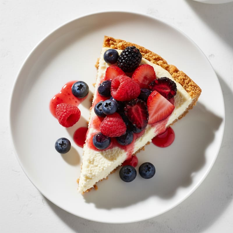 Greek Yogurt Protein Cheesecake with Mixed Berries