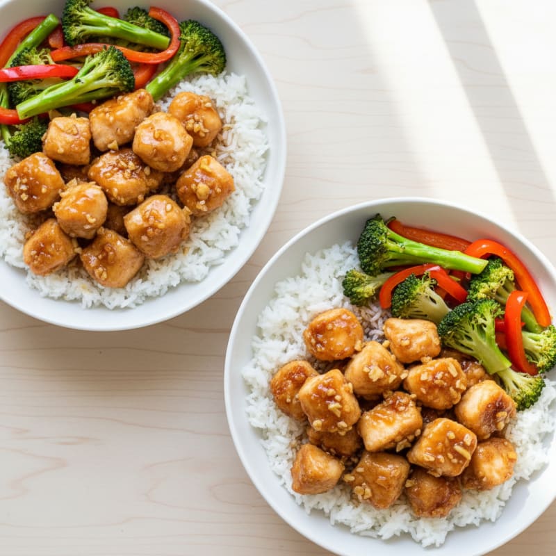 Crispy Honey-Garlic Chicken Bowls