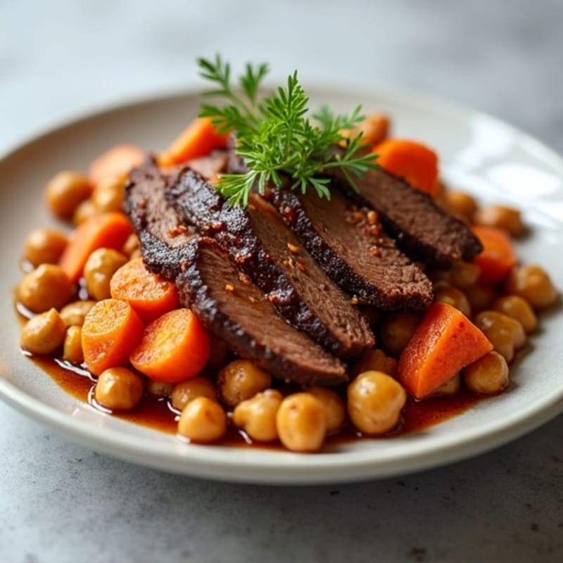 Smoky Slow-Cooked Brisket with Roasted Root Vegetables