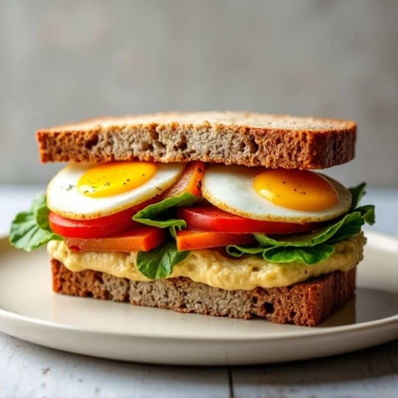 Herb-Roasted Vegetable and Hummus Sandwich