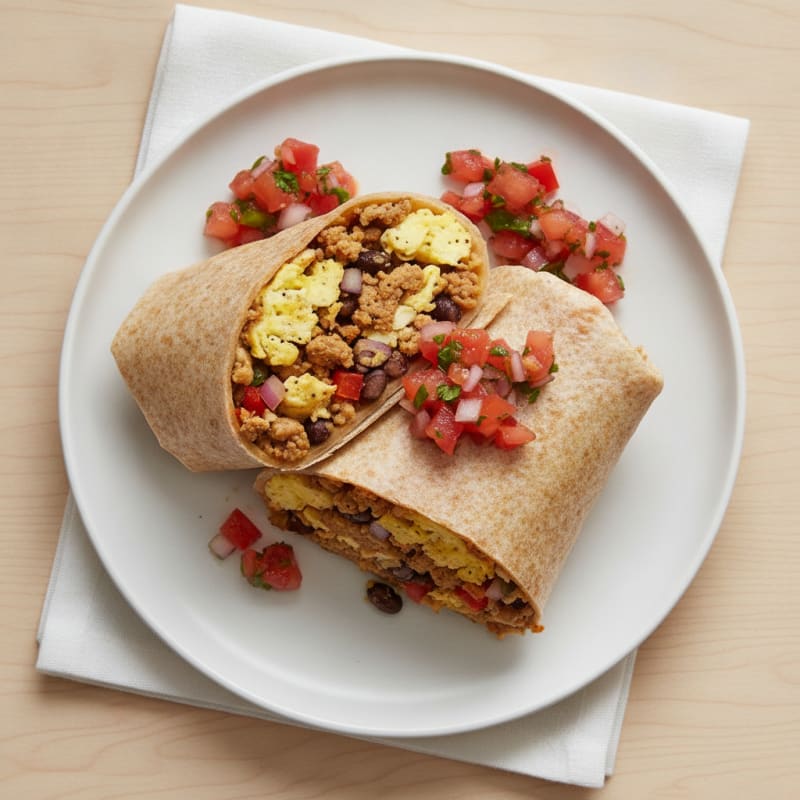 Loaded Breakfast Burrito with Salsa Fresca