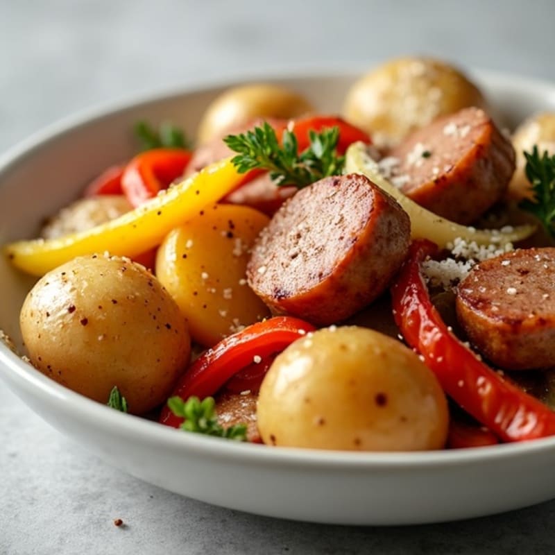 Hearty Lean Sausage and Roasted Potato Casserole with Vegetables