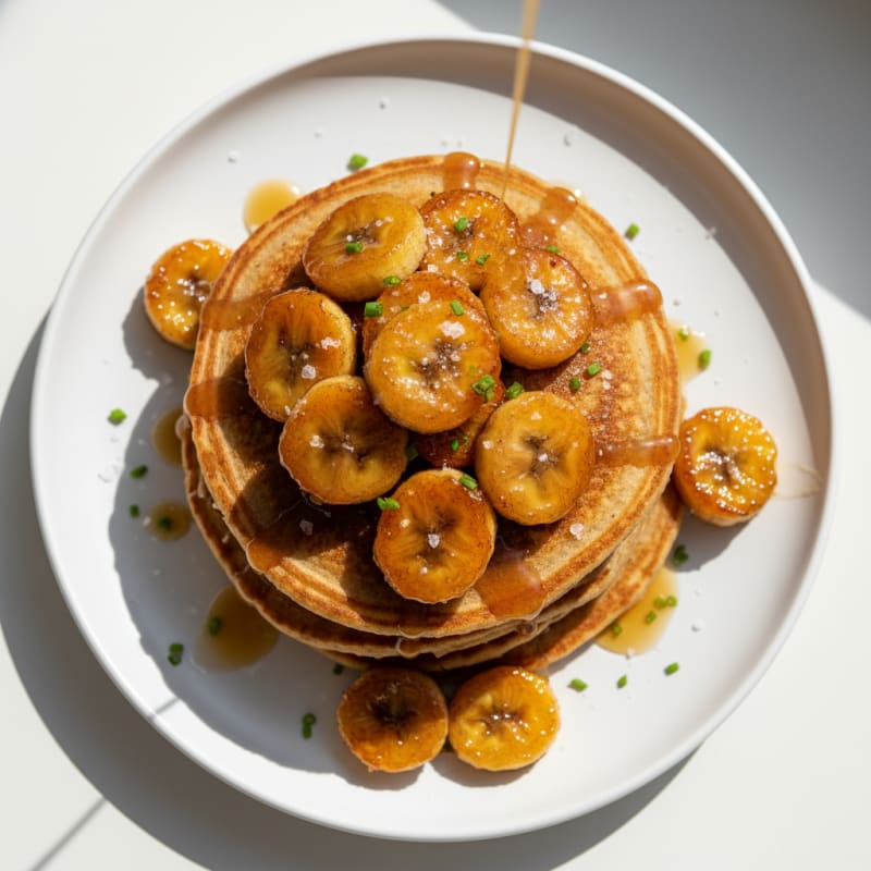 Golden Caramelized Banana Pancakes