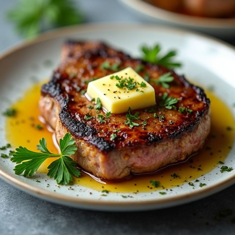 Herb-Crusted Pan-Seared Steak with Garlic Butter