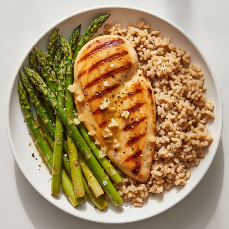 Grilled Chicken with Seared Asparagus