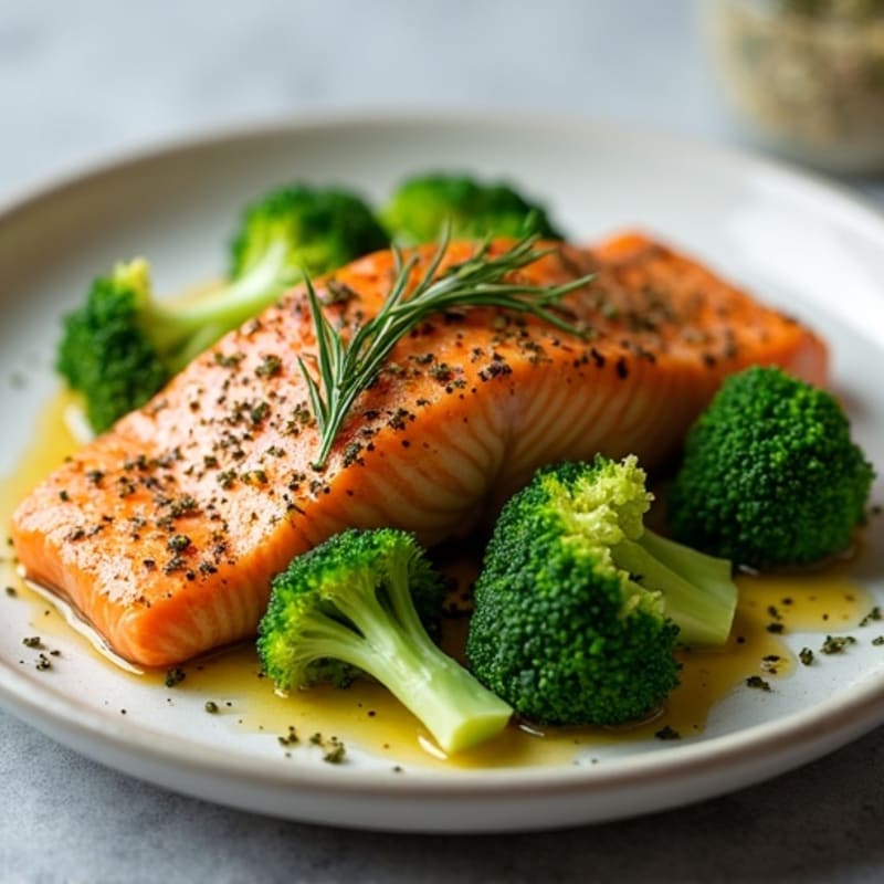 Herb-Crusted Baked Salmon with Roasted Broccoli