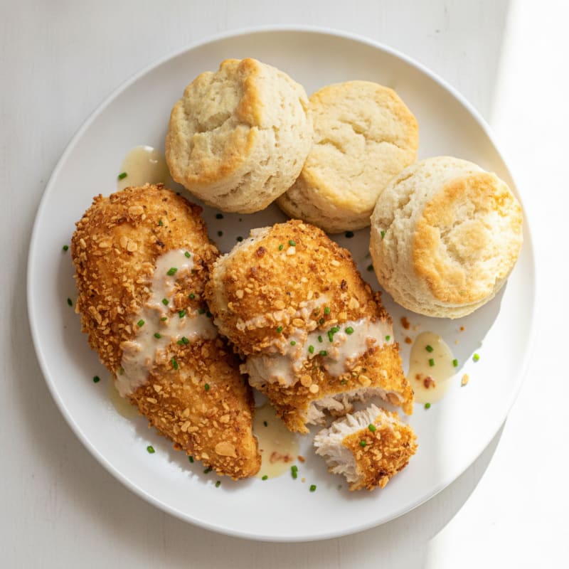 Buttermilk Fried Chicken with Fluffy Biscuits