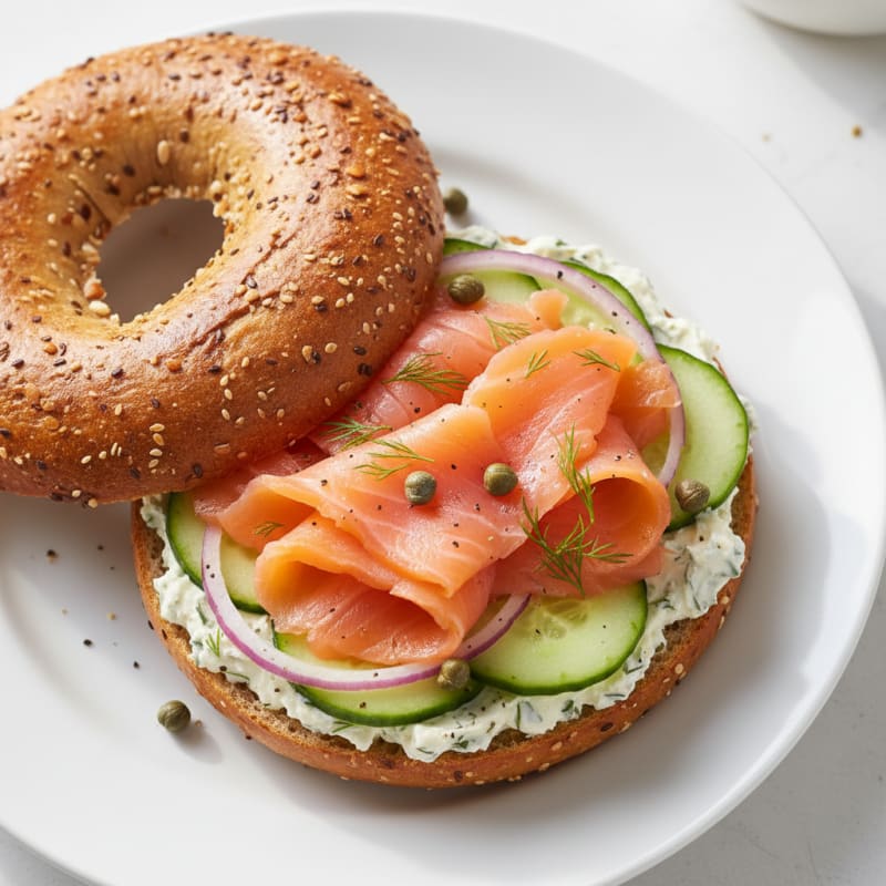 Smoked Salmon Bagel with Dill Cream Cheese