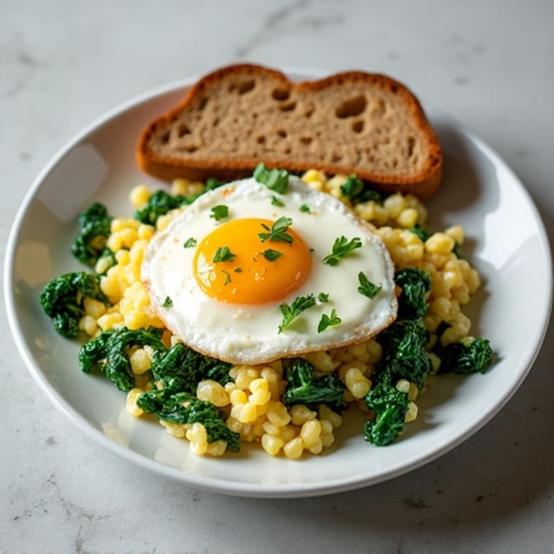 Egg White and Spinach Scramble with Cottage Cheese