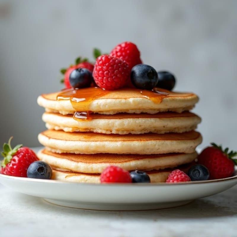Fluffy Protein Pancakes with Fresh Berries