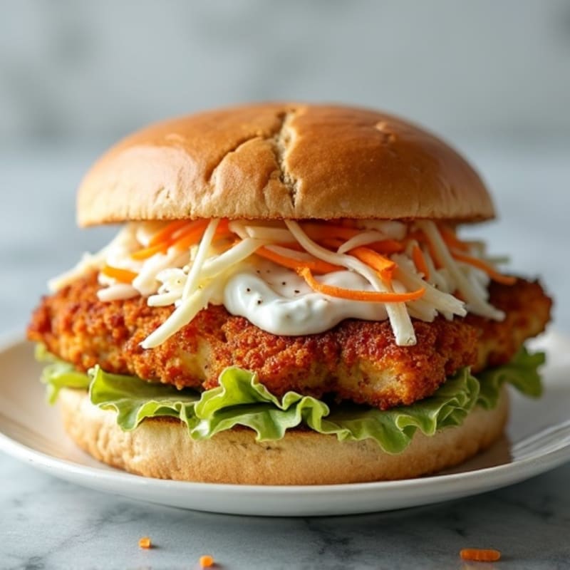 Crispy Baked Chicken Sandwich with Greek Yogurt Slaw