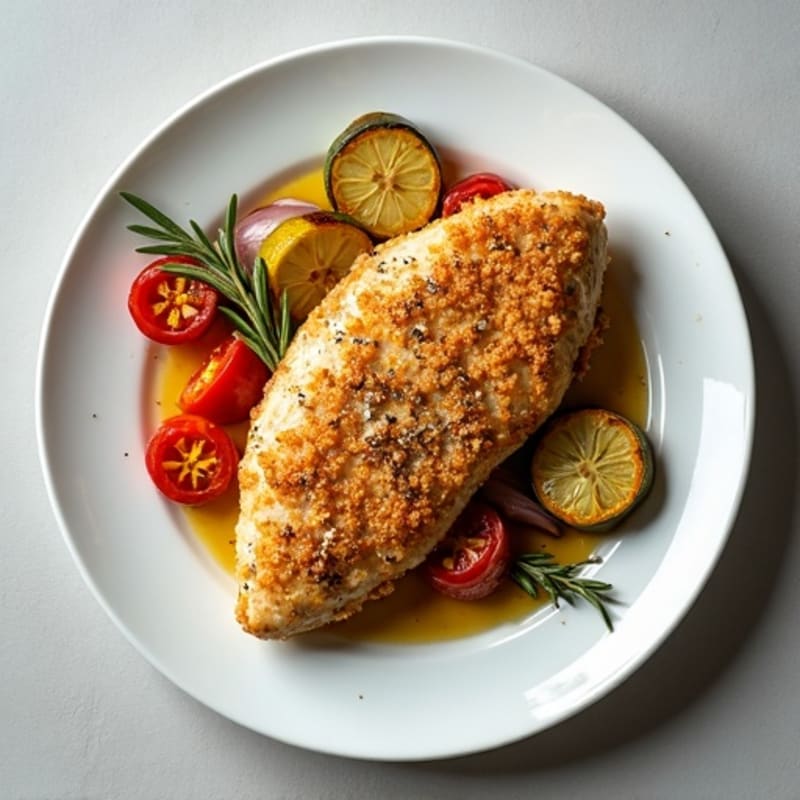 Herb-Crusted Pan Seared Chicken with Roasted Vegetables