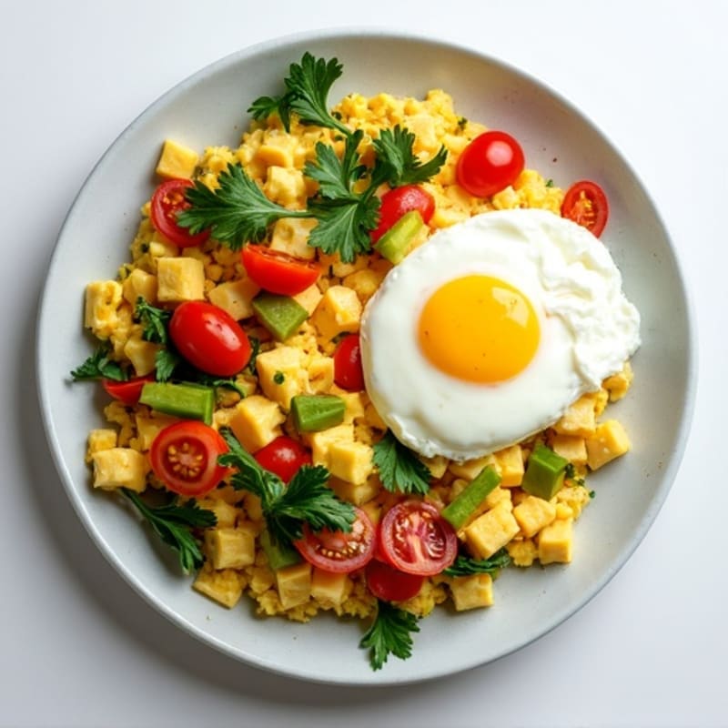 Egg White Vegetable Scramble with Cottage Cheese