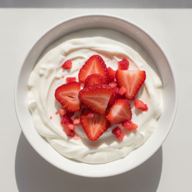 Silky Vanilla Greek Yogurt with Protein Powder and Fresh Berries