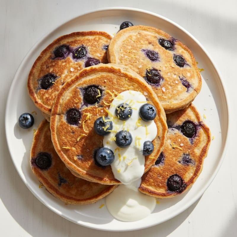 Blueberry Ricotta Pancakes with Lemon Zest