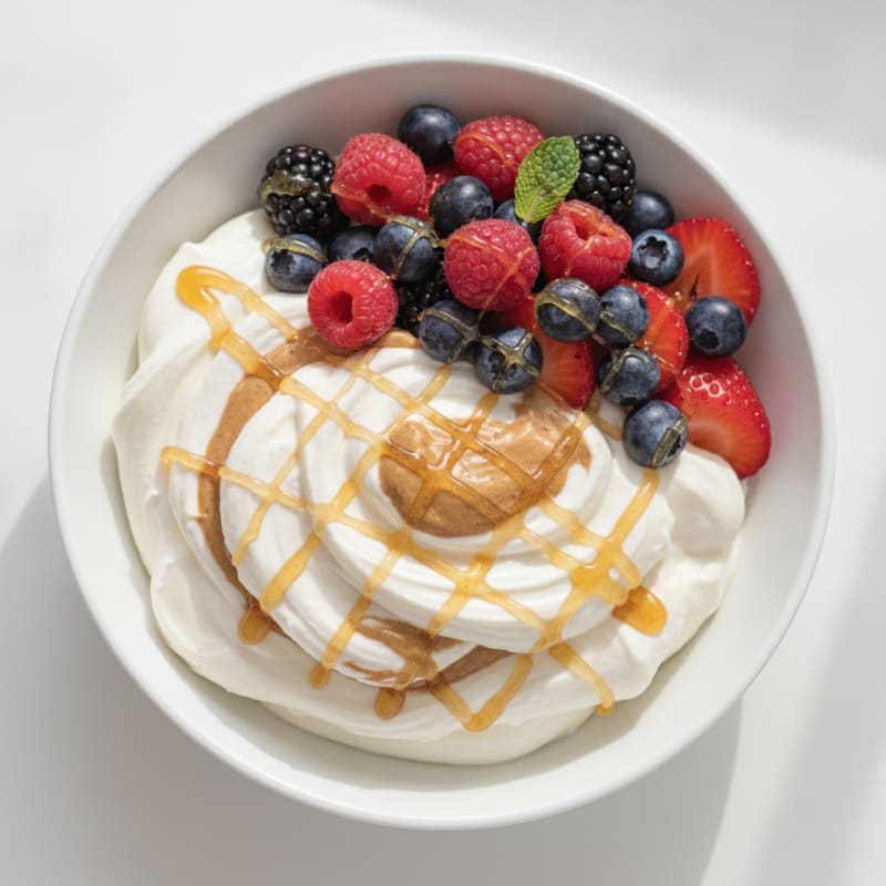 Greek Yogurt Protein Mousse with Mixed Berries