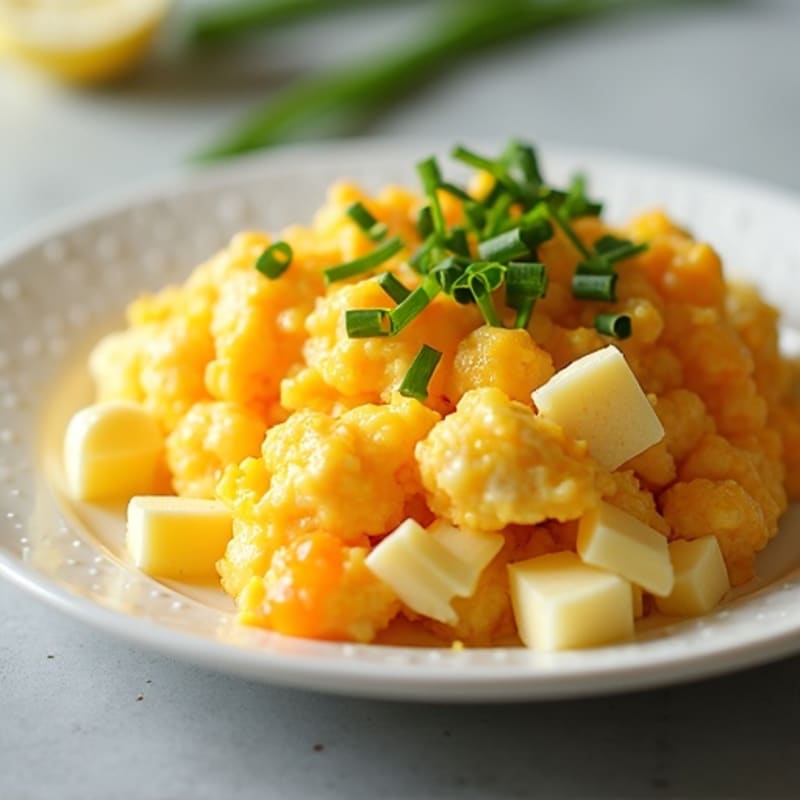 Fluffy Cottage Cheese Scramble with Cheddar and Chives