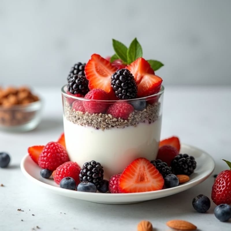 Greek Yogurt Protein Parfait with Berries and Almonds