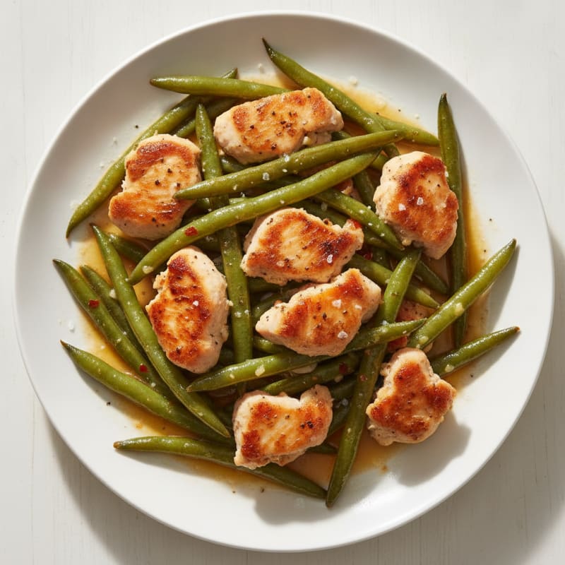 Simple Sauteed Romano Beans with Garlic Chicken