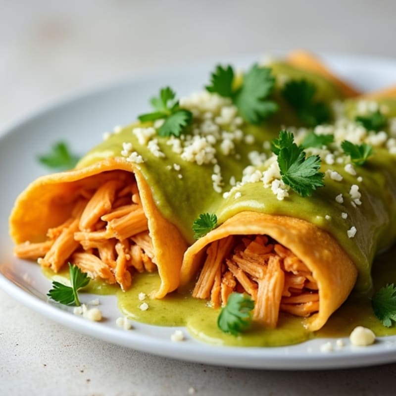 Salsa Verde Shredded Chicken Enchiladas