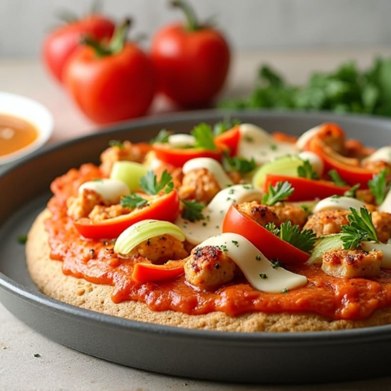 Sheet Pan Buffalo Chicken Pizza with Fresh Vegetables