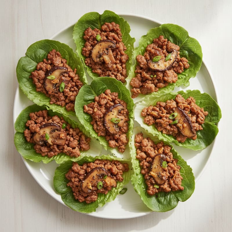Savory Pork and Mushroom Lettuce Wraps