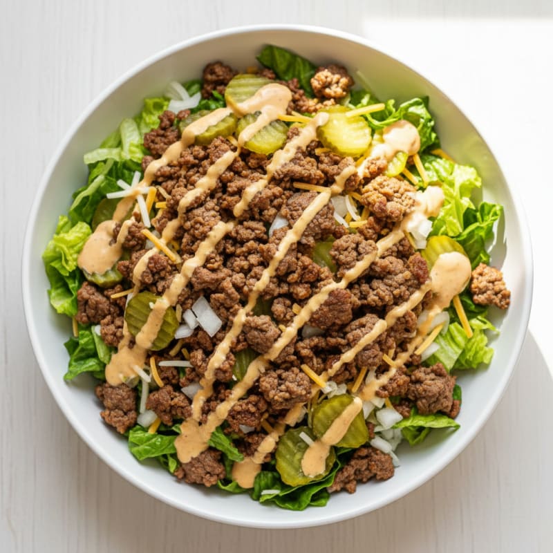 Crispy Ground Beef Big Mac Bowl