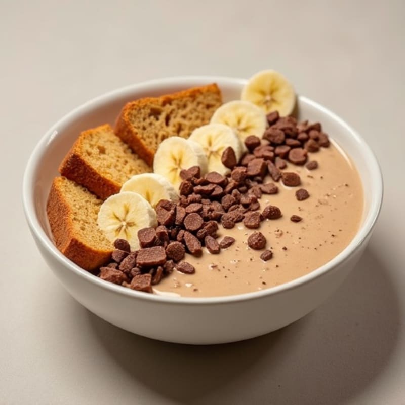 Creamy Peanut Butter Chocolate Protein Bowl with Crispy Sourdough Croutons
